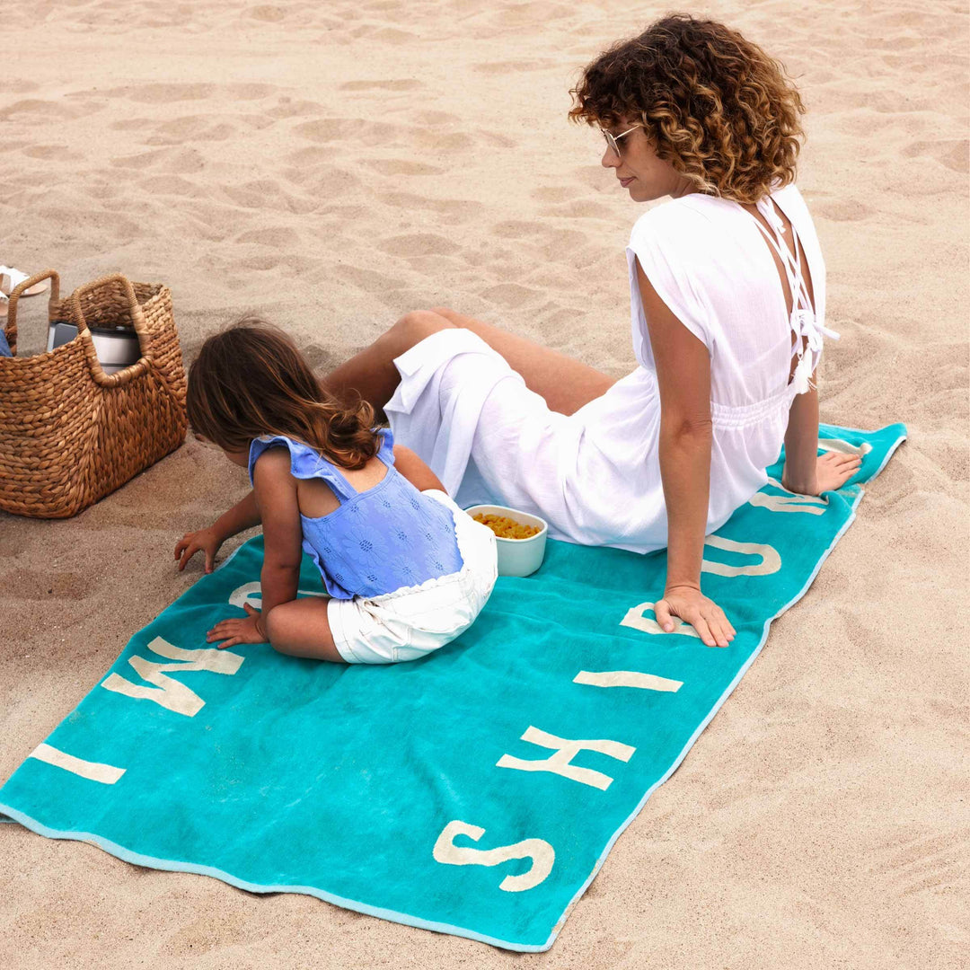 Shibumi Luxe Oversized Beach Towel 35" X 68" | 100% Cotton, Velour Front & Terry Back, Machine Washable