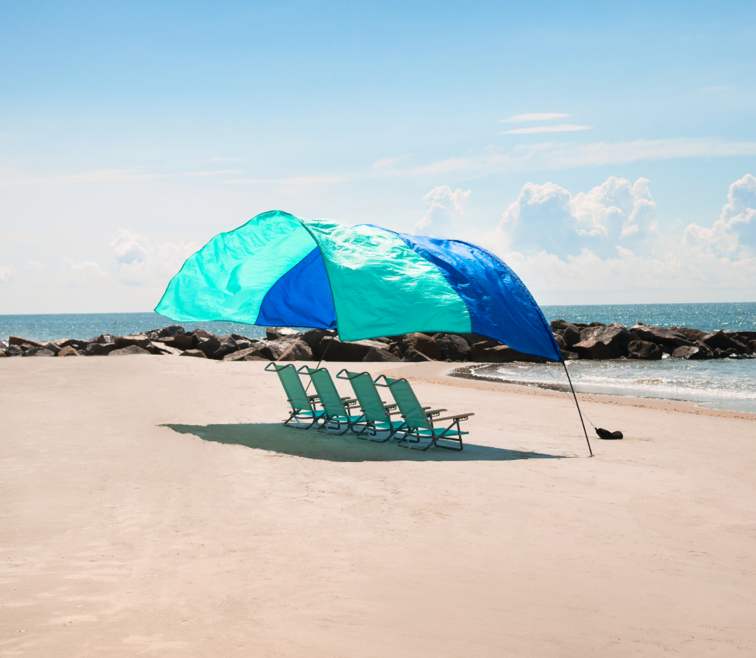  ADesign Windproof Beach Tent Sun Shelter with 8 Sandbags, Wind  Resistant Large Family Beach Canopy with Sand Shovel, UPF50+, 6.5 FT Tall,  Easy Setup Sun Shade for Beach Vacation : Sports